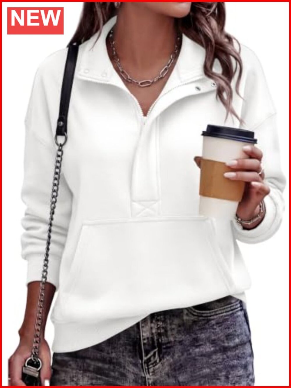 PRETTYGARDEN Women's Quarter Zip Crop Sweatshirt Mock Neck Fleece Pullover